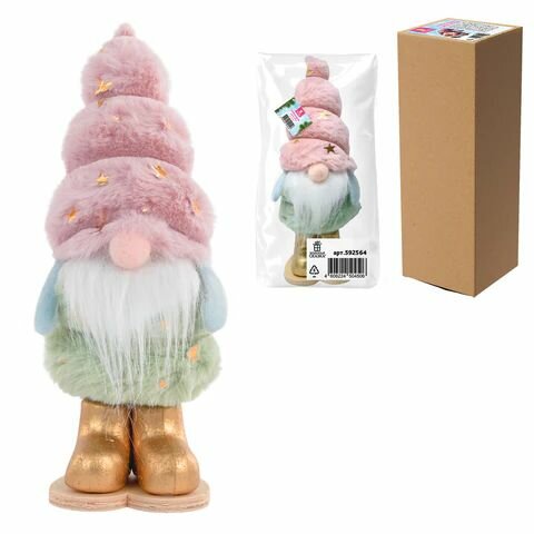 3 шт. Украшение новогоднее интерьерное, 22 см, "Пушистый гномик", полиэстер, пенопласт, золотая сказка, 592564
