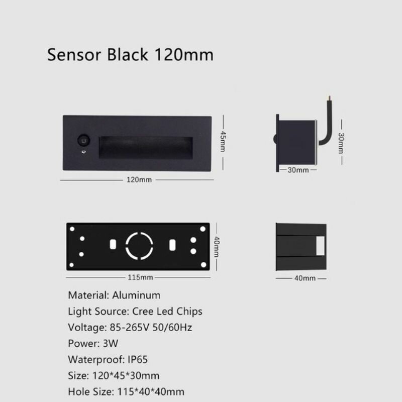 Встроенный лестничный светильник, датчик движения, настенный светильник