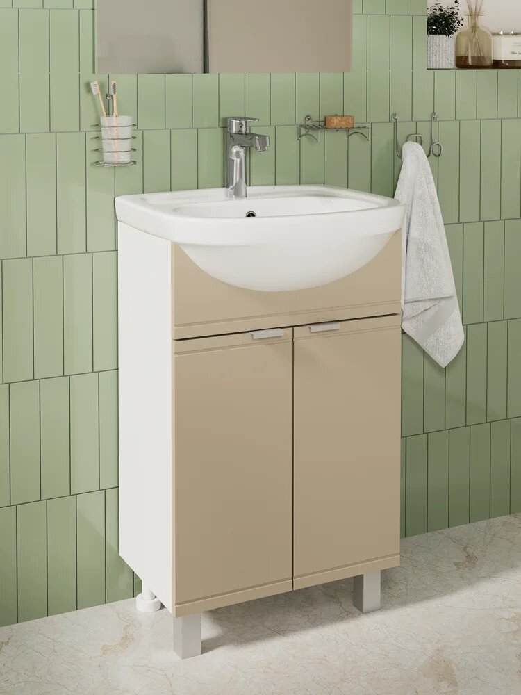 Тумба с раковиной DIWO Дмитров 60 напольная 60 см в современном стиле коричневая из фаянса