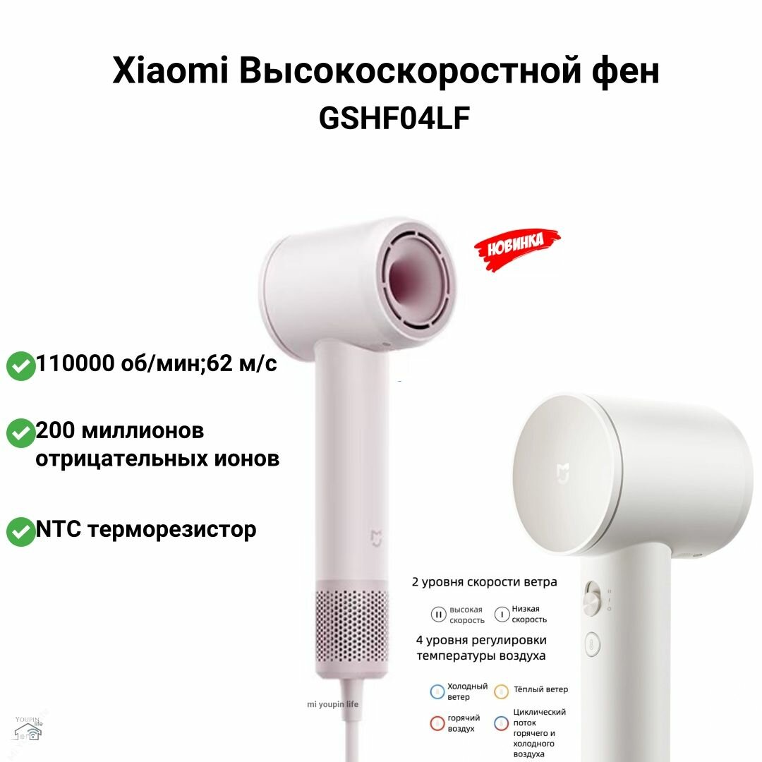 Фотографии Фен для волос Высокоскоростной фен GSHF04LF, розовый