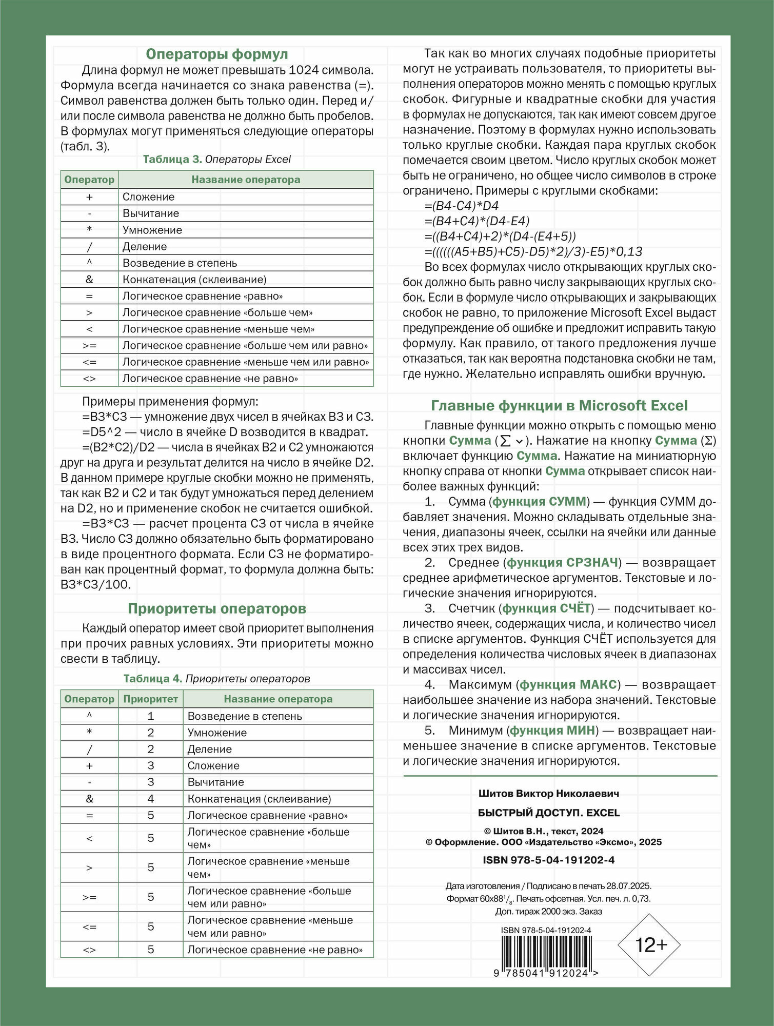 Быстрый доступ Excel (Шитов Виктор Николаевич) - фото №2