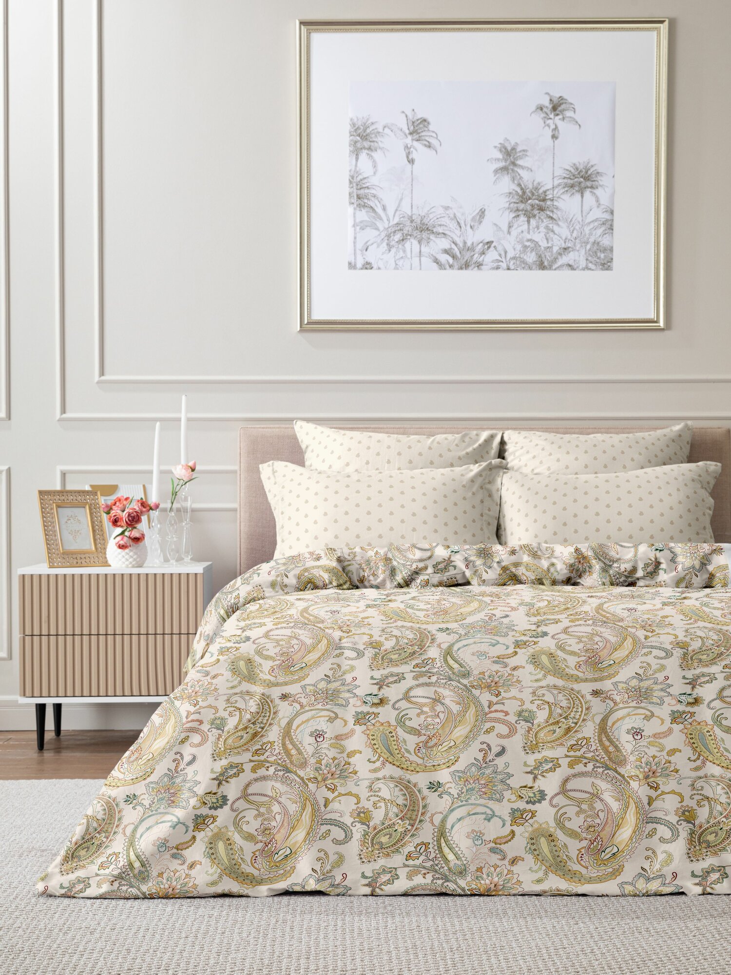 Cozy Home, Постельное белье Евро, Сатин 2 нав. 70х70, Santino