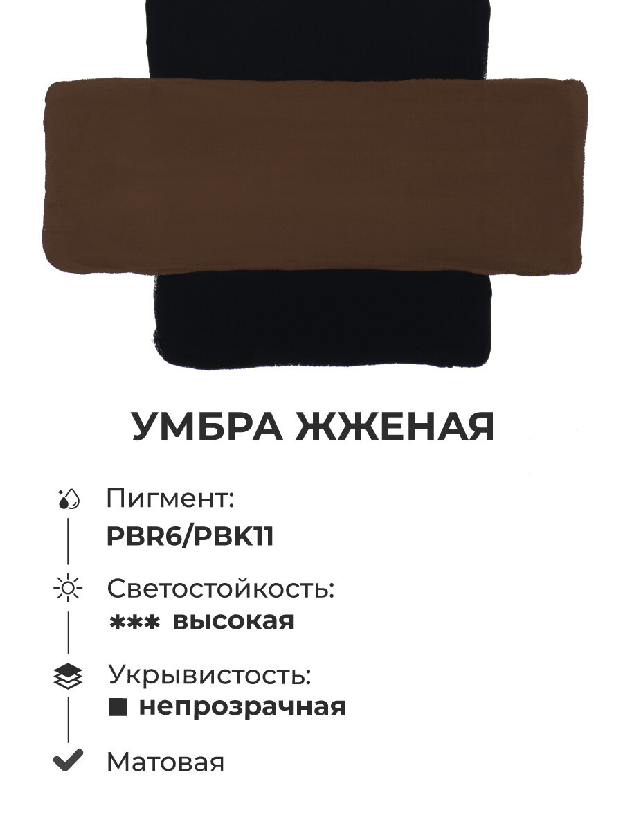 Гуашь Малевичъ, художественная гуашевая краска, умбра жженая, 100 мл — фото 1