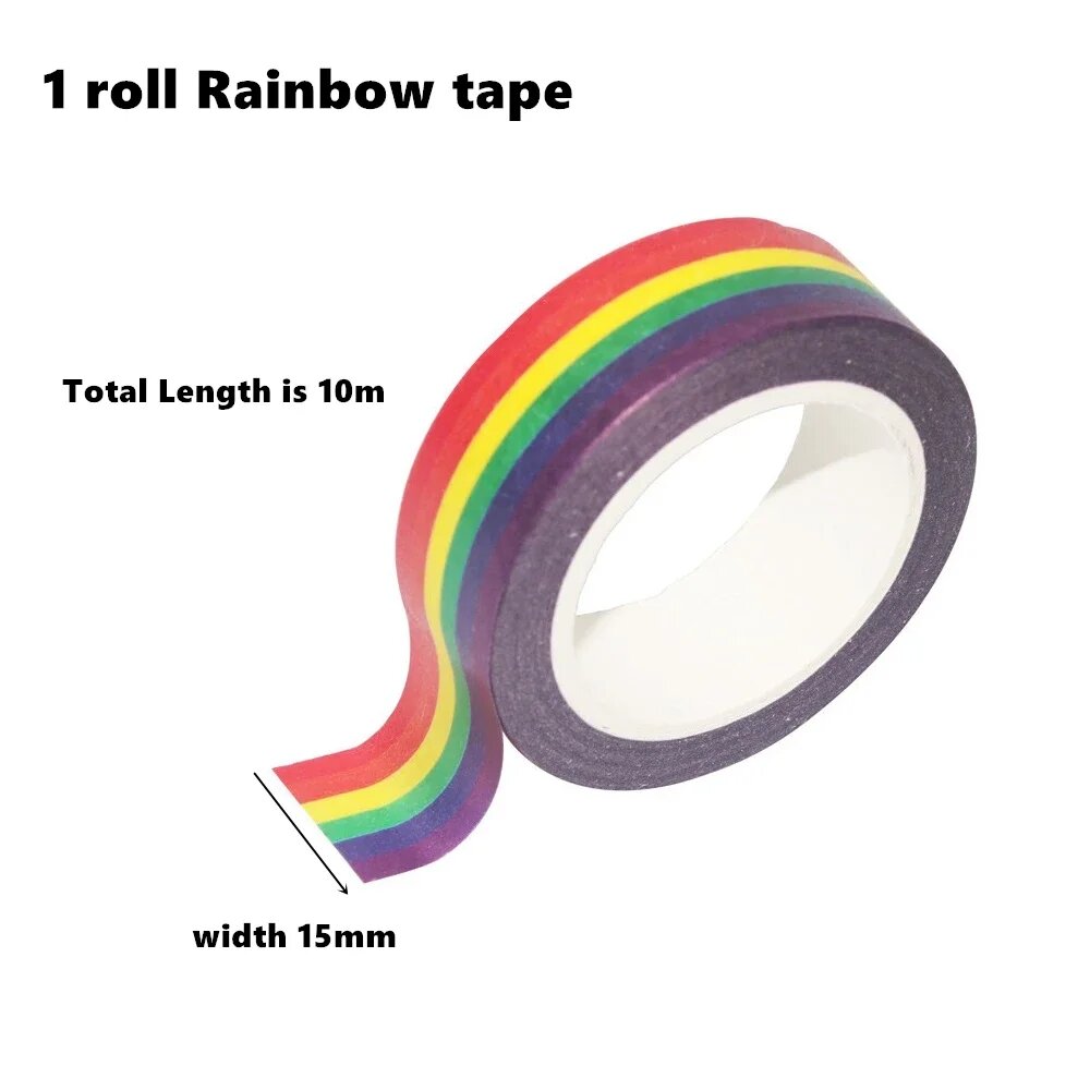 Радужные цветные washi ленты для декора 15мм*10м 1roll Rainbow tape