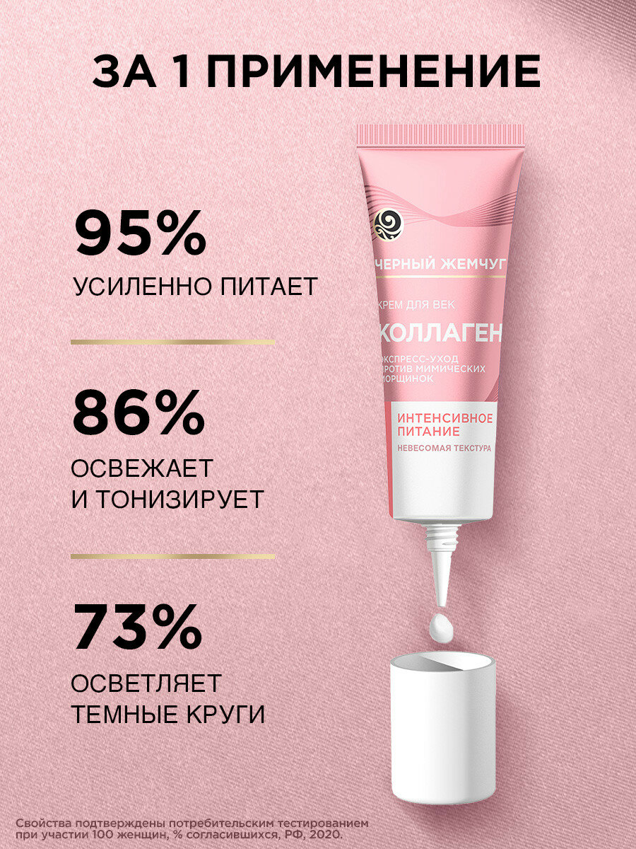 Черный Жемчуг крем для век Интенсивное питание, с коллагеном, экспресс-уход против мимических морщин 17 мл — фото 1