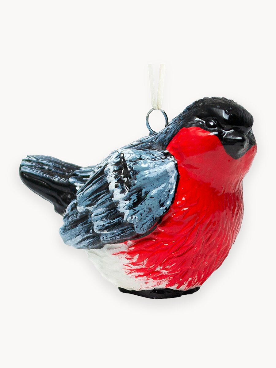 Елочное украшение ручная роспись Снегирь 7,4 см