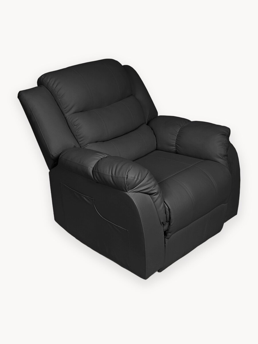 Кресло реклайнер механическое, Уютный мастер, искусственная кожа, темно-серый