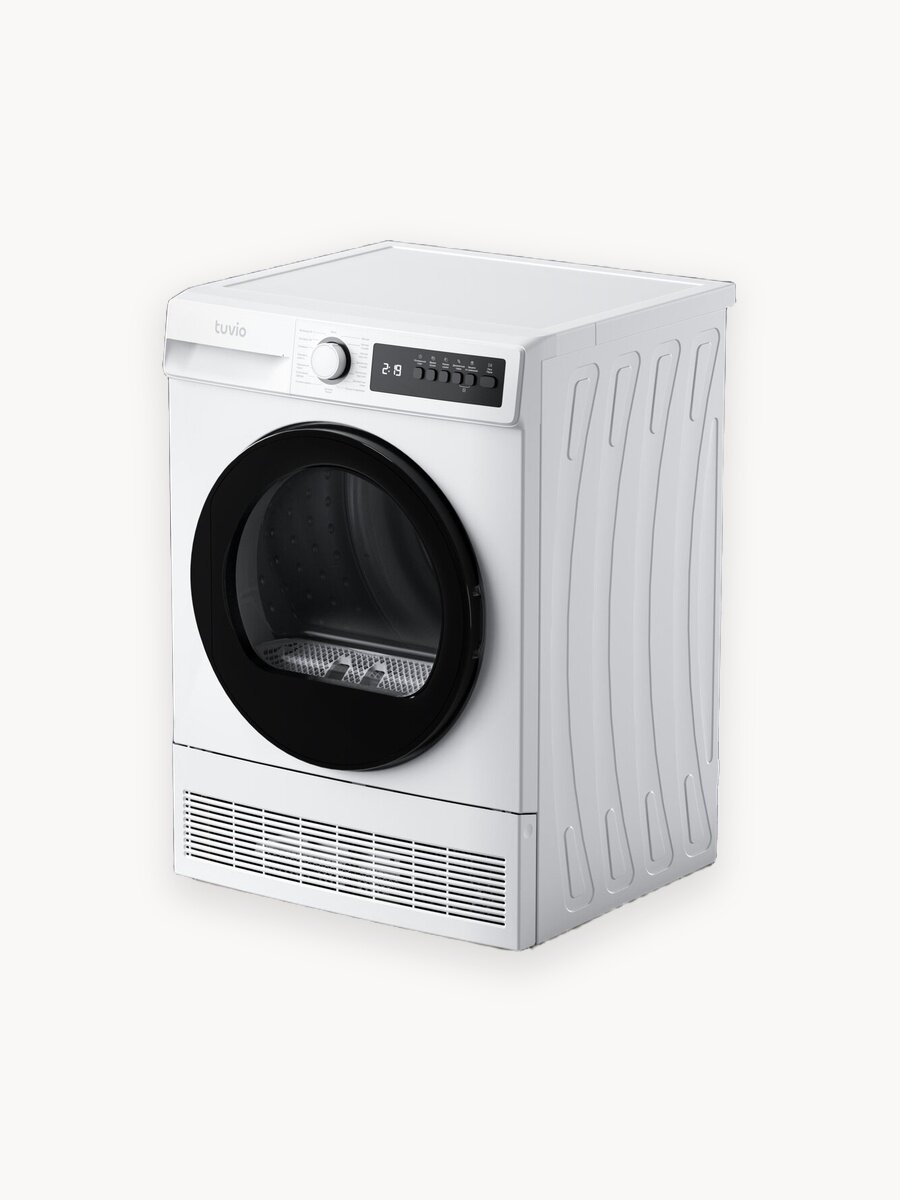 Сушильная машина Tuvio TFF86MW21, загрузка 8 кг, конденсационная, 15 программ, быстрая сушка, подсветка барабана, белый