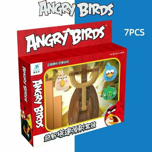 Детский игровой набор Злые Птички для девочек и мальчиков / игрушка Angry Birds развивающая с рогаткой, 7 шт.