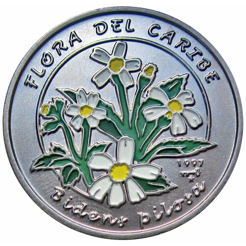 1 песо 1997 Куба Череда волосистая монета 1 песо 2001 орхидея жёлтая куба