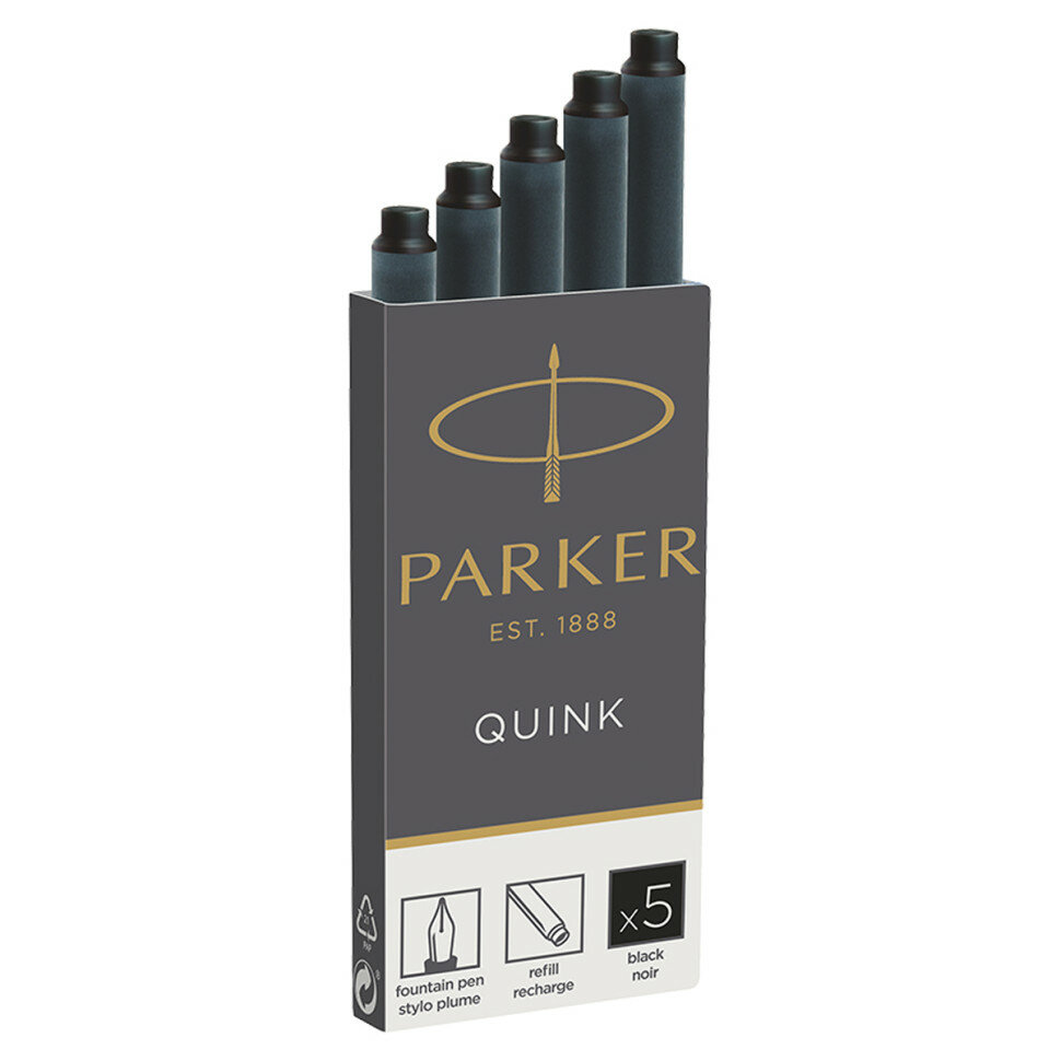 Картриджи чернильные Parker "Cartridge Quink" черные, 5шт, картонная коробка, 241789