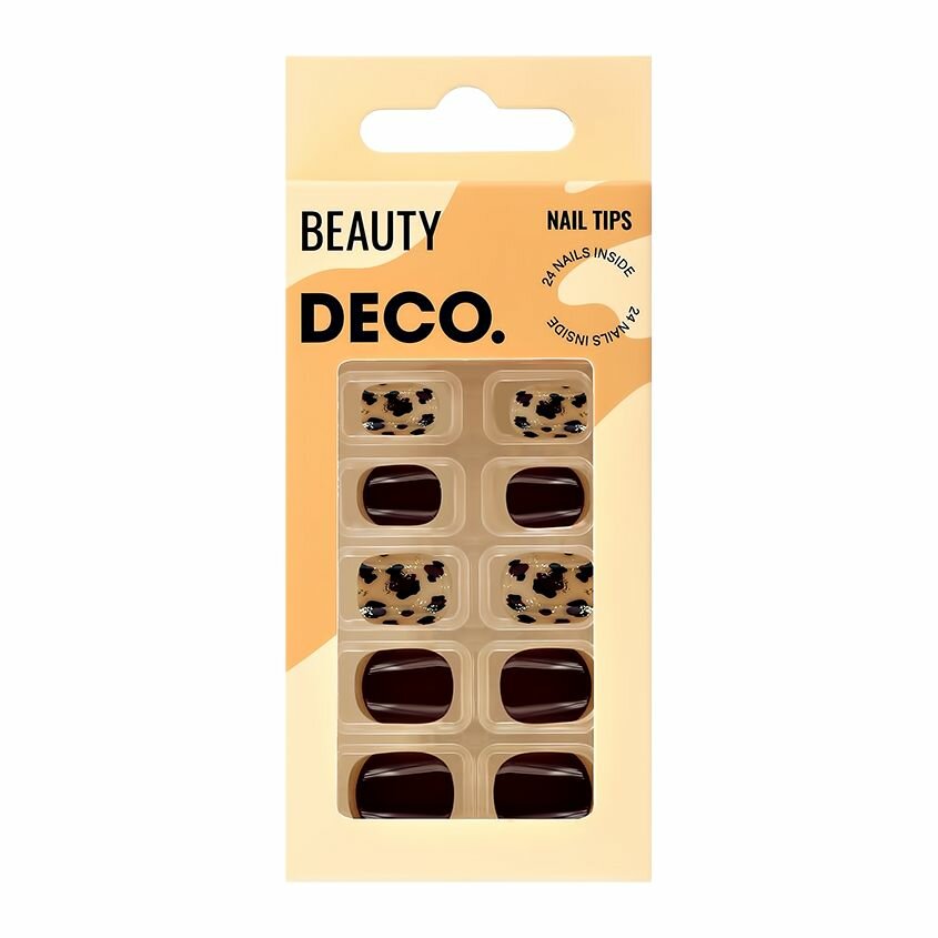 Набор накладных ногтей с клеевыми стикерами DECO. BEAUTY leopard brawny (24 + клеевые стикеры 24 шт)