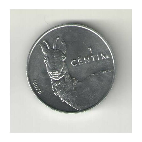 Монета Андорра 1 сентим 2002 год
