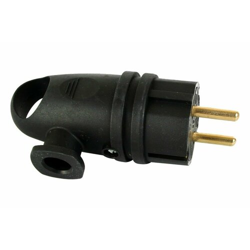 Вилка переносная угловая с кольцом В16-002, 16 А, 250 В, IP44, с з/к, каучук, черная