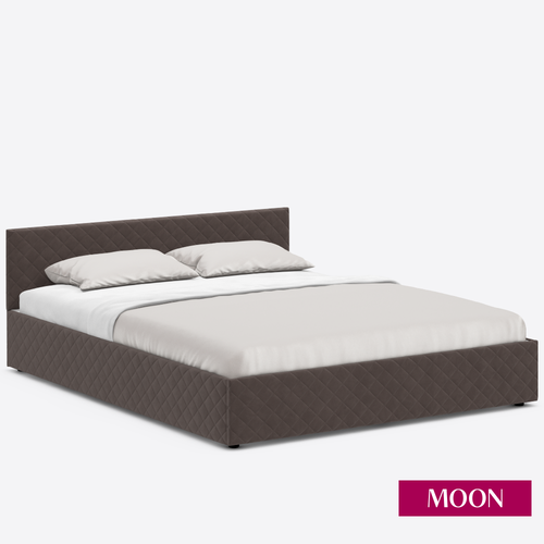 Кровать двуспальная с подъемным механизмом, MOON FAMILY 1254, размер 140х200 см, велюр коричневый. Ортопедическое основание в комплекте