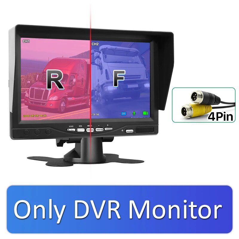 GreenYi AHD Запись DVR 7 дюймов Автомобильный монитор с 1920*1080P камера заднего вида для грузовика автобуса поддержка SD карты, Only 4pin Monitor