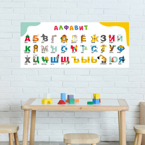 Большая интерьерная познавательная наклейка с алфавитом русского языка для детей раннего возраста