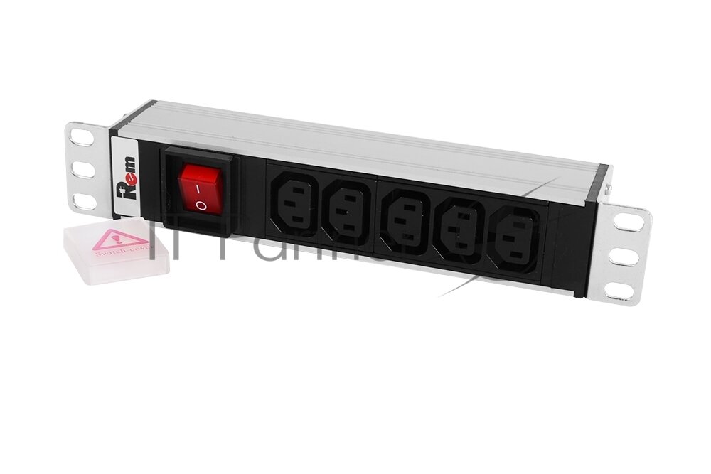 ЦМО Блок розеток без шнура с выкл., 5 IEC 60320 C13, вход IEC 60320 C14, 10A, алюм., 10" (R-10-5C13-V-220-Z) - фото №1
