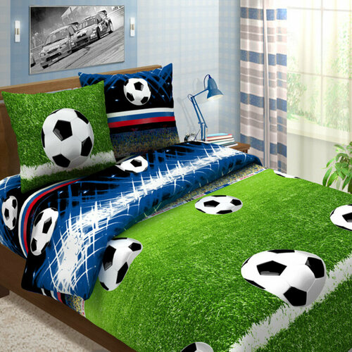 Постельное белье бязь, Yason-tex, зеленый, Футбол, 2 спальный
