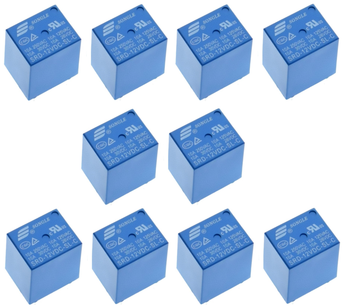 Реле SRD-12VDC-SL-C 12В 10А (5 контактов 1 группа переключающее) в комплекте 10 штук! (Н)