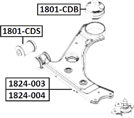 ASVA 1801CDS (0352380 / 5352038 / 5352039) сайлентблок рычага подвески передний перед прав / лев