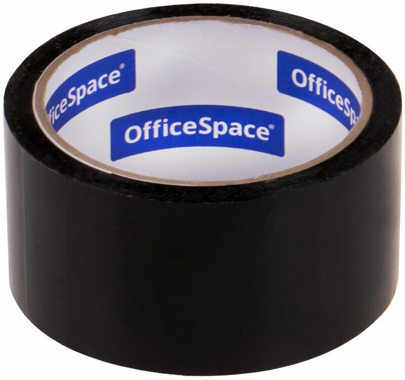 Клейкая лента упаковочная OfficeSpace, 48мм*40м, 45мкм, черная, ШК, 256533