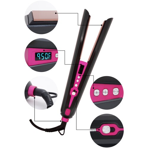 Профессиональный выпрямитель для волос с дисплеемПлойка утюжок для завивки волосдля локоновЩипцы утяжок для выпрямленияфиолетовый 359900₽