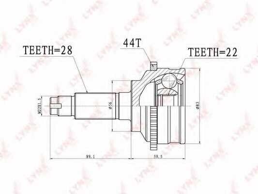 ШРУС наружный для KIA SHUMA седан (FB) 1.5 i 16V LYNX CO3630A