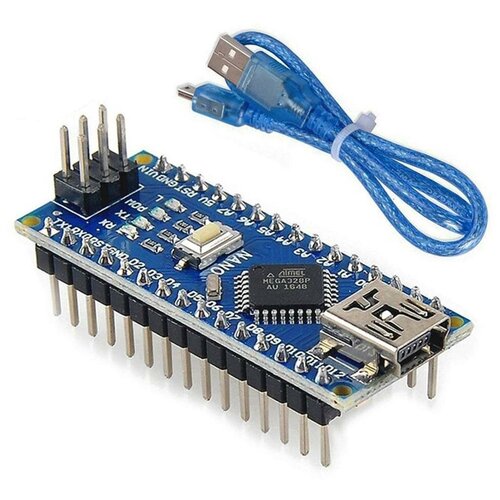 Arduino Nano V3.0 ATMEGA328P CH340 с кабелем (пины припаяны)