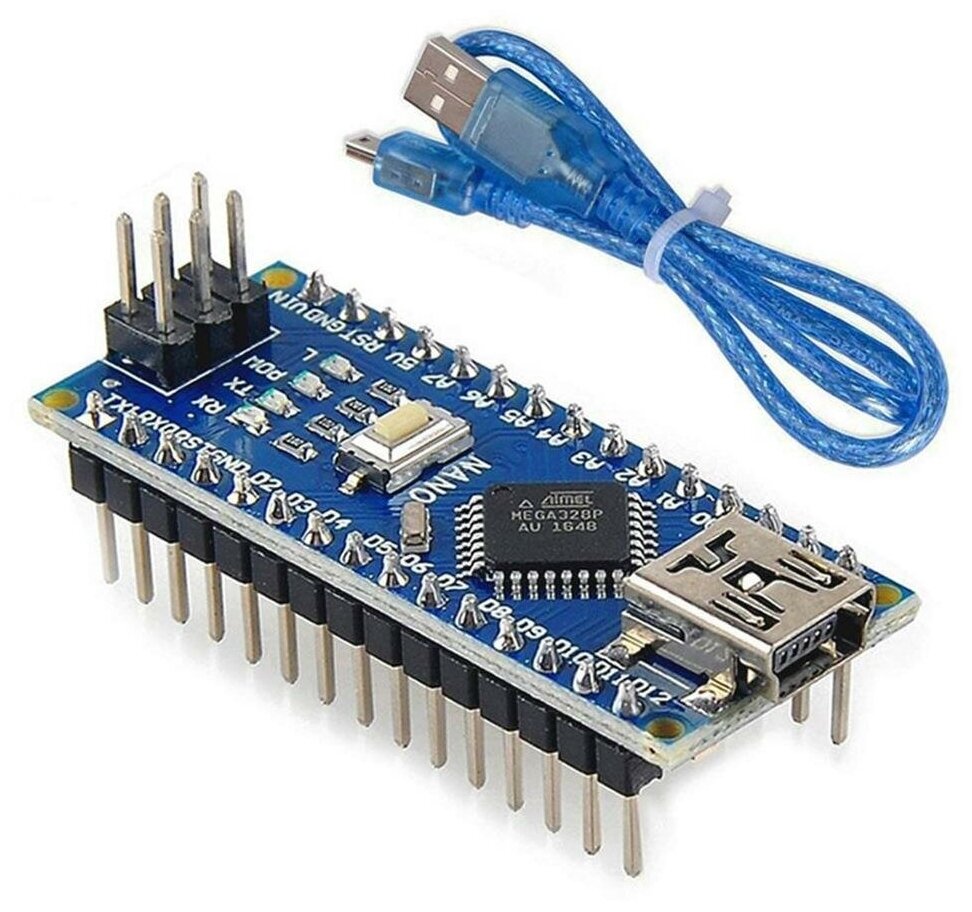 Arduino Nano V3.0 ATMEGA328 CH340 с кабелем (пины припаяны)