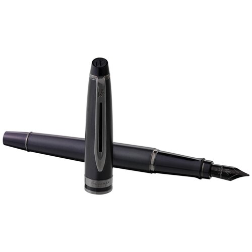 Ручка перьевая Waterman "Expert Metallic Black RT" синяя, 0,8мм, подарочная упаковка