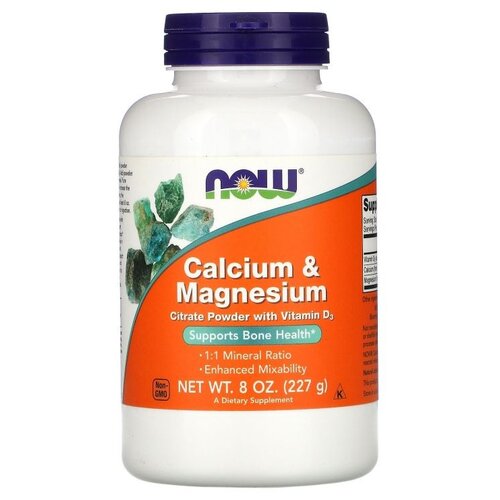 Порошок NOW Calcium & Magnesium, 227 г