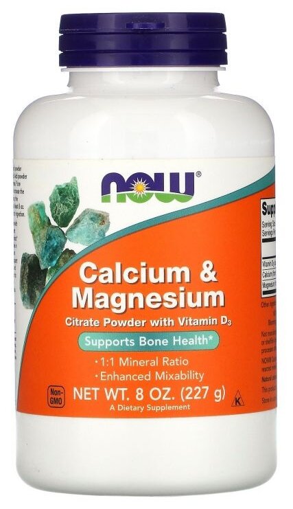 Порошок NOW Calcium & Magnesium, 227 г