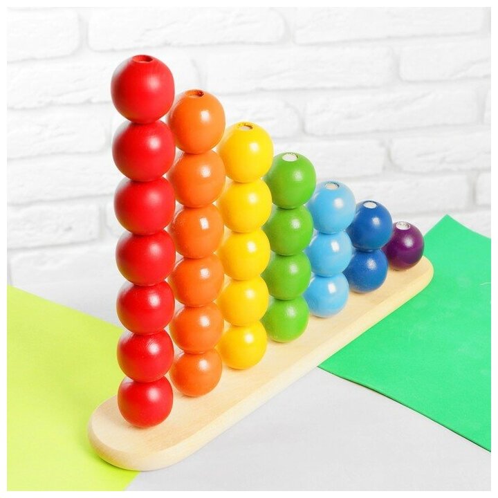 RNToys Пирамидка «Абака радуга с шариками», шарик: 3,2 см