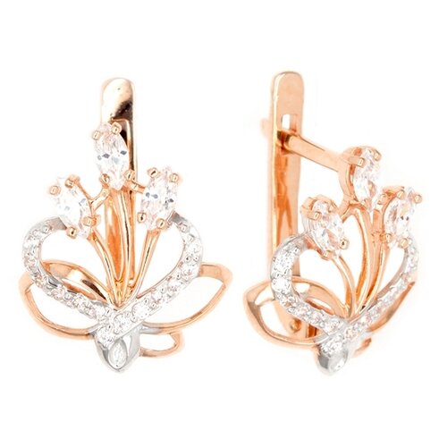 Серьги The-Jeweller Серьги из золота с фианитами в виде цветка