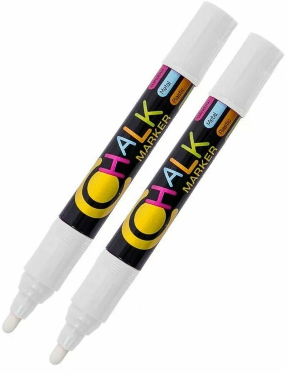 Меловой маркер белый для ценников/стекла/меловых досок/грифельных поверхностей FlexOffice Chalk жидкий МЕЛ white 2-4.5 мм - 2 шт