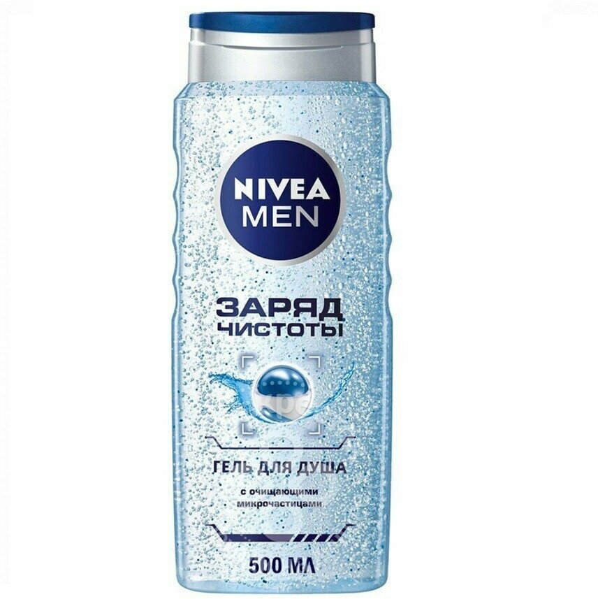 Гель для душа NIVEA мужской, Заряд чистоты,500мл