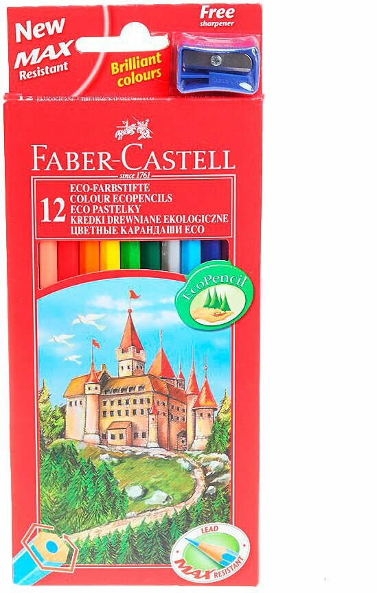 Карандаши цветные Faber-Castell Eco Замок с точилкой 12 шт. - фото №3