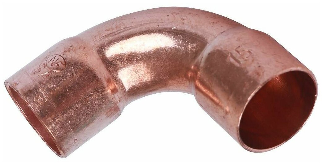 фото Отвод двухраструбный 15 мм / 90° под пайку медный SANHA 15002A15E