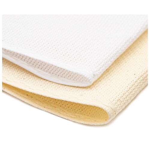 фото Набор канвы-ленты c обработанным краем 14ct, 1,5м*10см, 2шт, натуральный и белый цвета, bestex