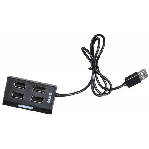 USB Хаб 4xUSB 2.0 Buro BU-HUB4-U2.0 черный кабель buro для подключения usb usb type c 1 м