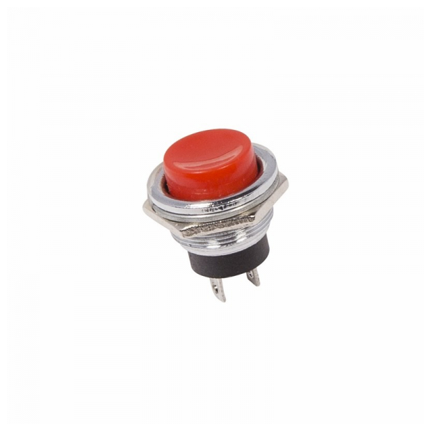 Выключатель-кнопка металл 250В 2А (2с) (ON)-OFF d16.2 красн. (RWD-306) Rexant 36-3351 - фотография № 1