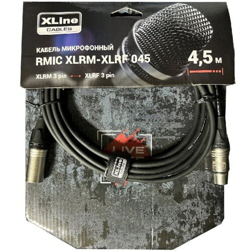 Кабель аудио 1xXLR - 1xXLR Xline Cables RMIC XLRM-XLRF 045 4.5m кабель аудио 1xxlr 1xxlr xline cables rmic xlrm xlrf 03 3 0m