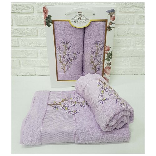 фото Ambiance набор полотенец caelan цвет: лиловый br20257 (50х90 см,70х140 см)