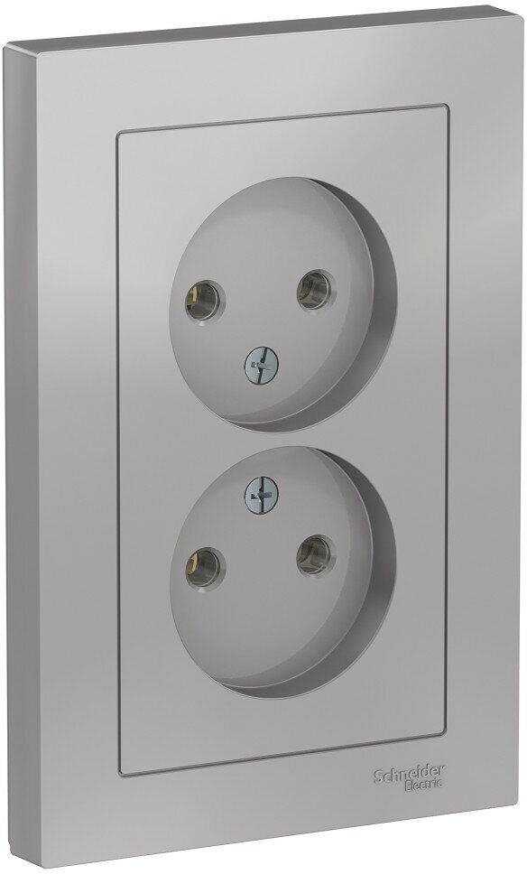 Розетка Schneider Electric AtlasDesign ATN000320, двойная, скрытая, алюминий