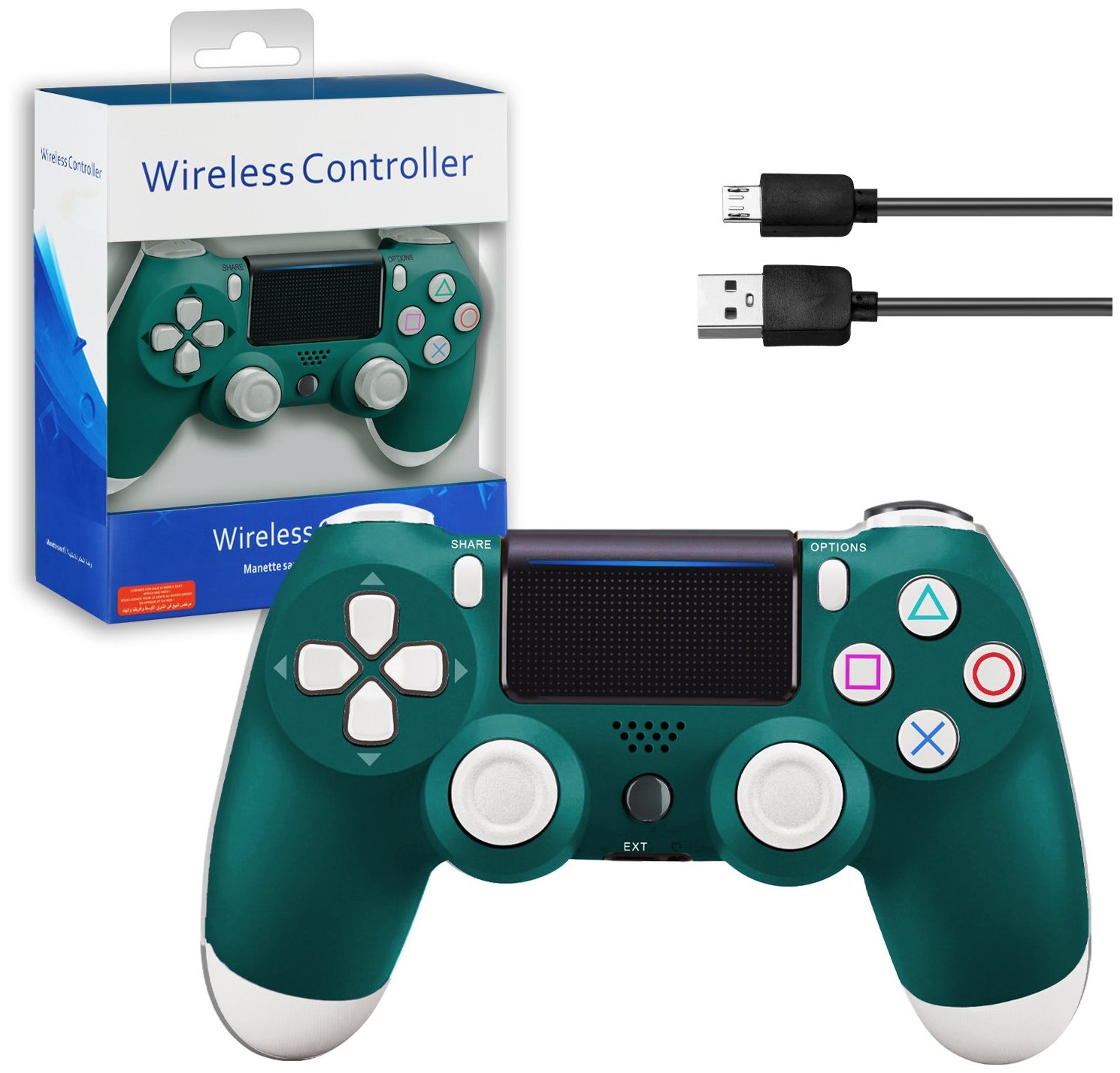Джойстик PS4 DualShock беспроводной AA зеленый (no logo)