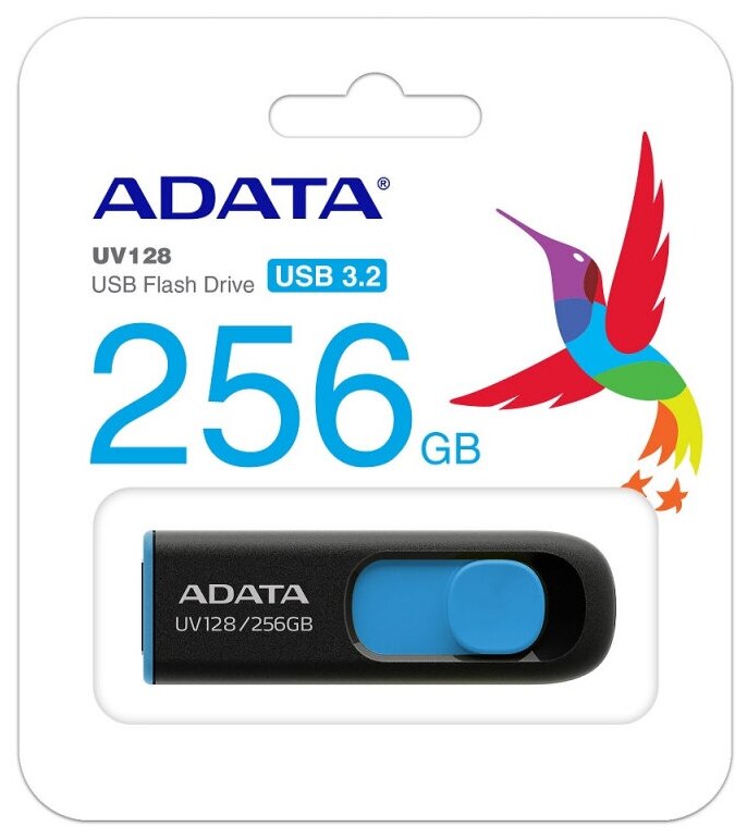 Флешка A-Data DashDrive UV128 256ГБ USB3.0 черный/синий (AUV128-256G-RBE) - фото №8