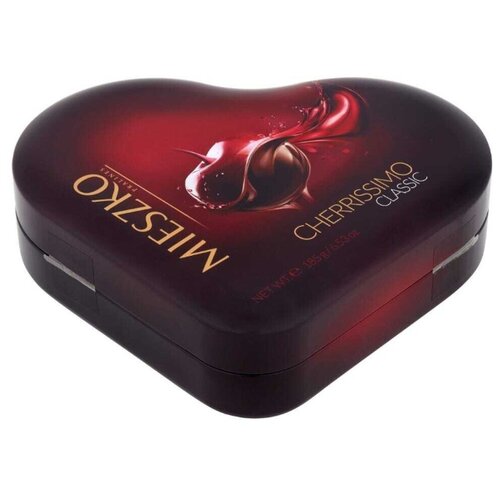фото Набор шоколадных конфет mieszko черрисимо, вишня в ликере, сердце в жестяной шкатулке , 185 гр.