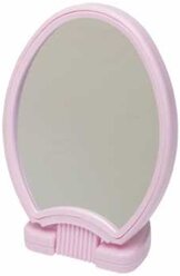 Зеркало Dewal Beauty настольное, в розовой оправе, на пластиковой подставке, 26*14.5 см.