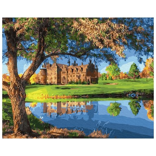фото Картина по номерам "замок у озера", 40х50 см цветной